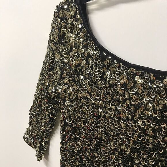 Jodi Kristopher Gold Black Sequined Dress size S - Picture 8 of 8